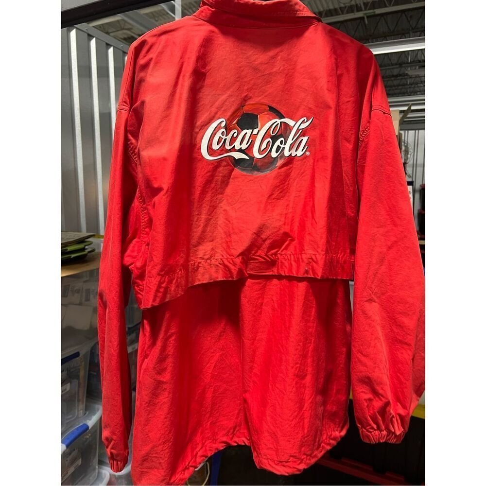 VINTAGE Coca-Cola SOCCER Jacket Wind Resistant XL - Picture 11 of 14